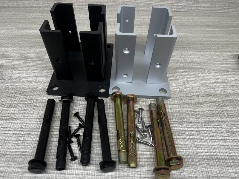 Outdoor aluminum anchor plastic WPC post  panel privacy villa fence adjustable mental post base Featured Image