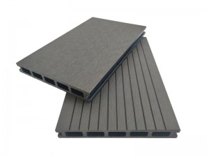 Traditional decking wpc hollow 5 square holes 190x25mm black with groove surface weather resistant for outdoor